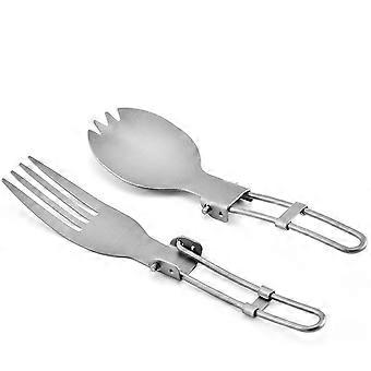 Durable Titanium Foldable Spoon for Travel Use 2Pcs Portable Camping Utensil