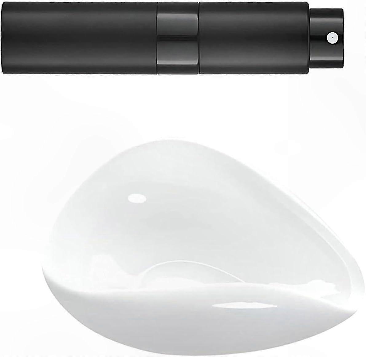 Ceramic Coffee Bean Dosing Cup with Spray Bottle, White, for Consistent Brewing