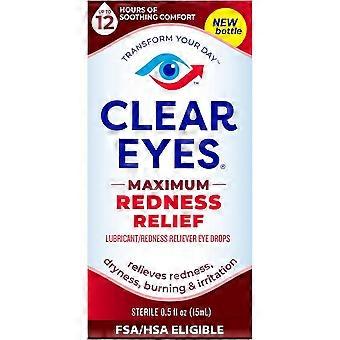 Clear Eyes Maximum Redness Relief Eye Drops 15ml, Relieve Red Dry Burning Irritated Eyes