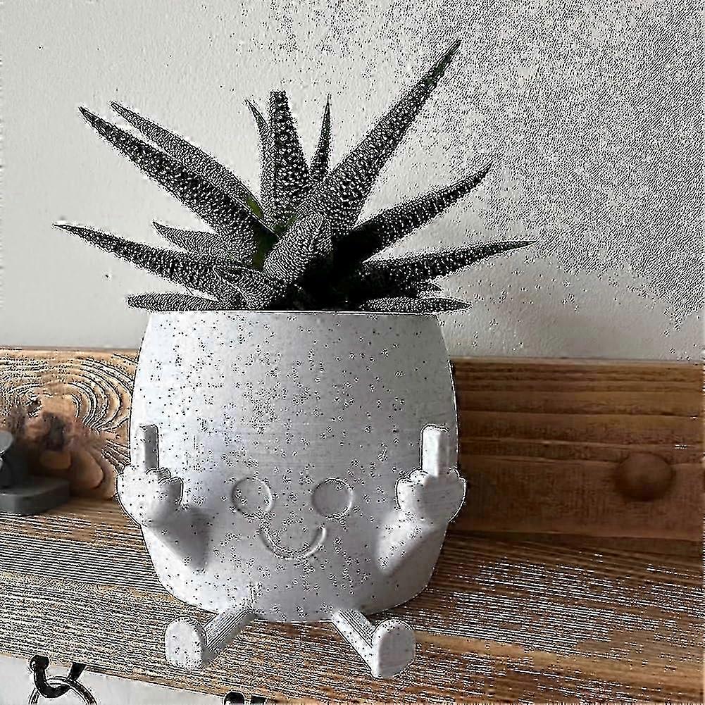Novelty Smiling Middle Finger Pot
