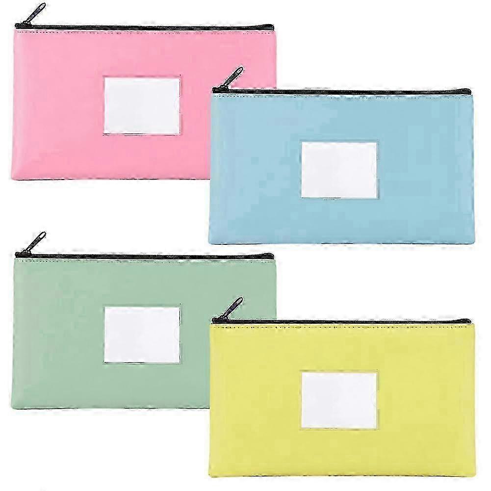 Lot de 4 pochettes zippées en PU avec étiquettes pour espèces