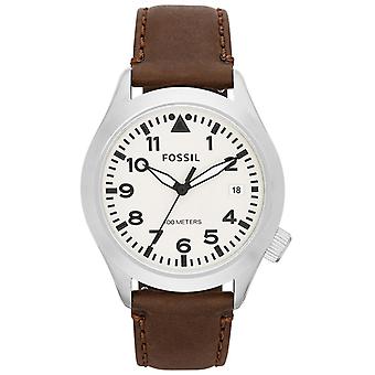 Fossiele de aeroflite Quartz analoge man horloge met koeienhuid armband AM4514