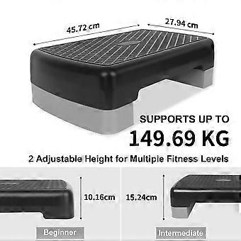 Platforma do ćwiczeń, stepper aerobowy o wymiarach 45,72 cm. Wysokość platformy: regulowana, 10,16 cm - 15,24 cm. Wygodne przechowywanie, kolor: szary.