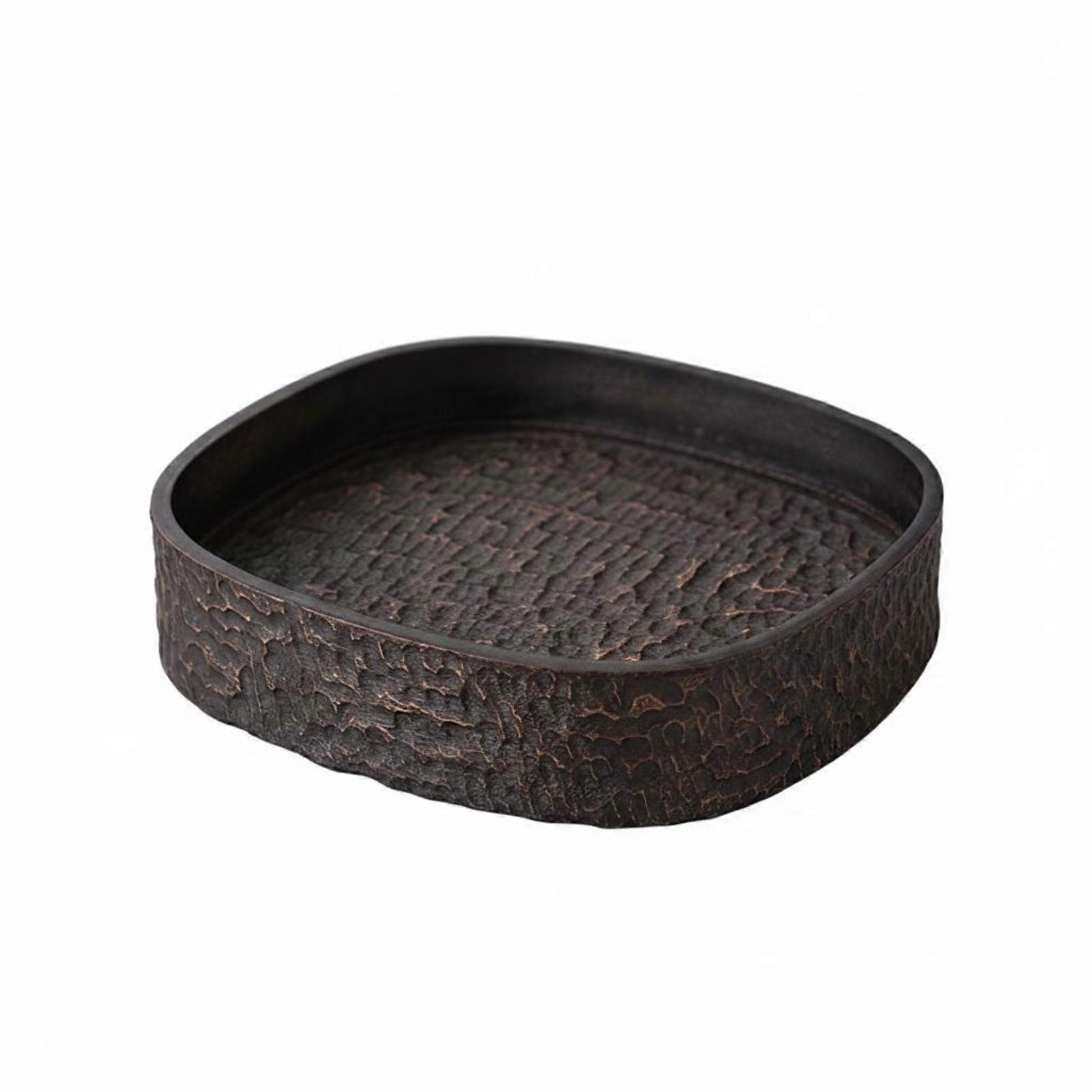 Tea Service Tray Serving Board Hammered Texture Solid Wood Tea Serving Board