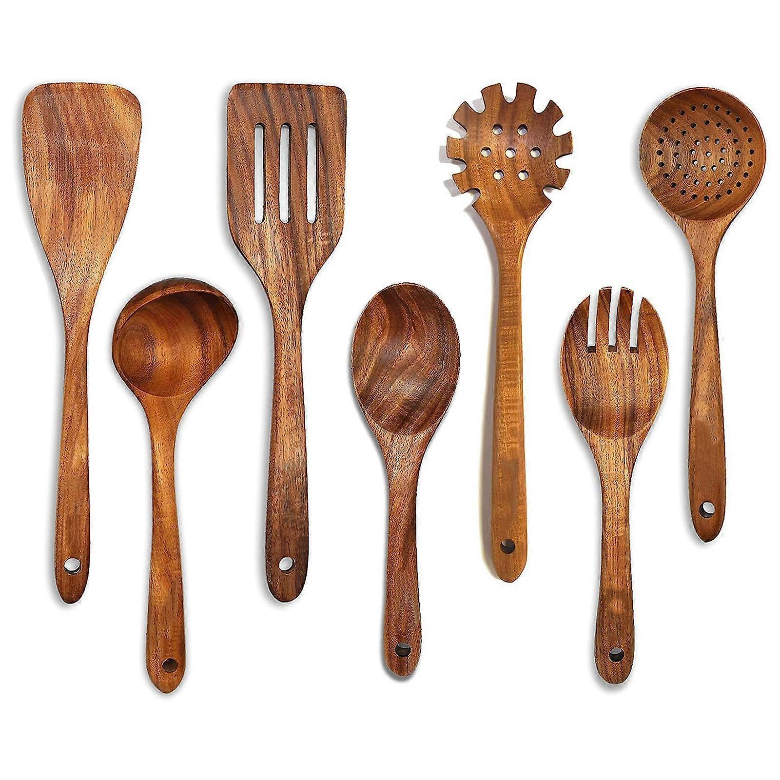 7-Piece Natural Teak Kitchen Tool Set
