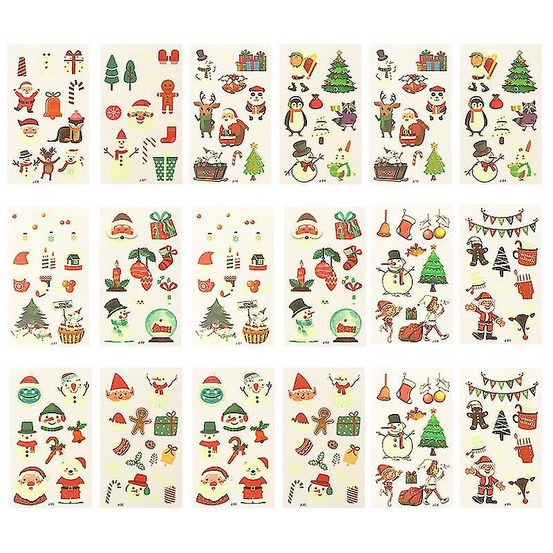 12X7cm Temporary Tattoos 20 Sheets Christmas Tattoos Decal Luminous Temp Sticker For Kids
