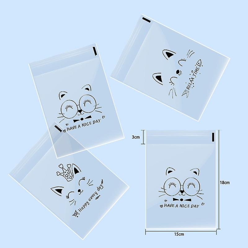 100pcs Transparent Self-adhesive Cute Cartoon Animal Bread Paste Pineapple Buns