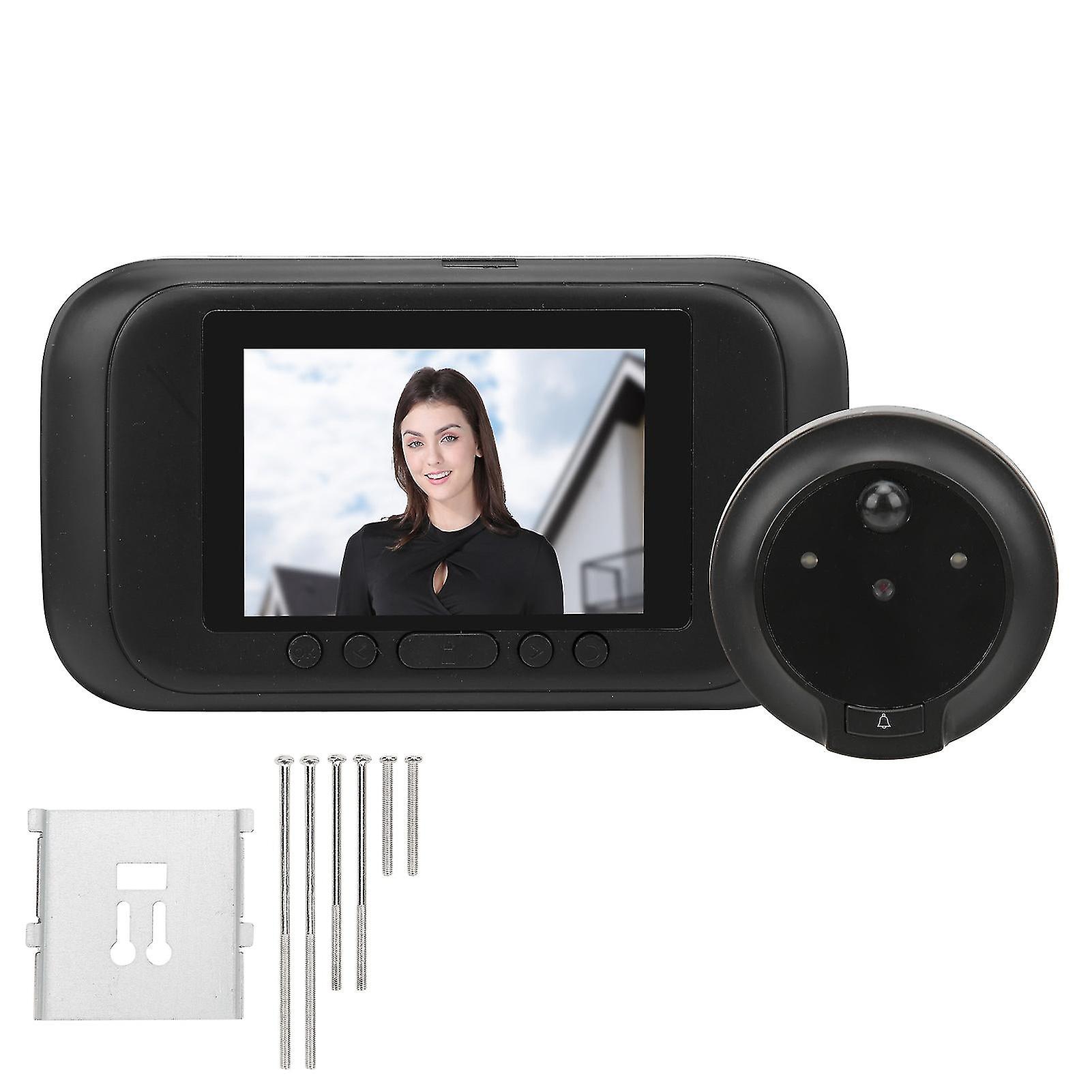 3.5In Smart Door Viewer Night Vision Pir Movement Detection Body Sensor Black Led Color Screen