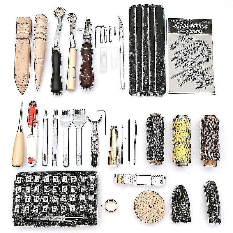 82 Pcs Wor Set With Groover Awl Waxed Thread Thimble Kit