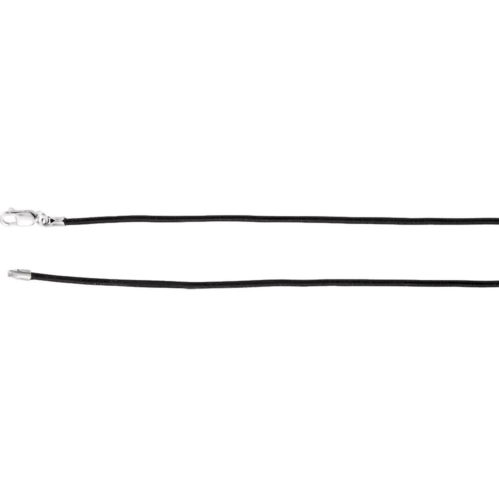 Colar de Pingente de Cordão de Couro Preto em Prata Esterlina 925 de 18 Polegadas para Mulheres - .4 Gramas