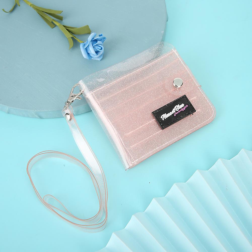 Portatile Mini Trasparente Monete Borsa Appeso Collo Borsa PVC Card Storage HolderOrange 