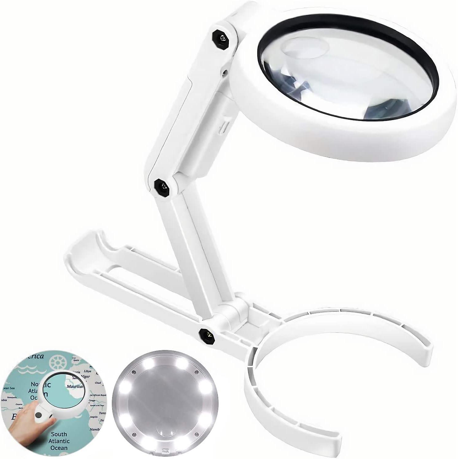 Handheld standing magnifying glass, 5X 11X table magnifier.