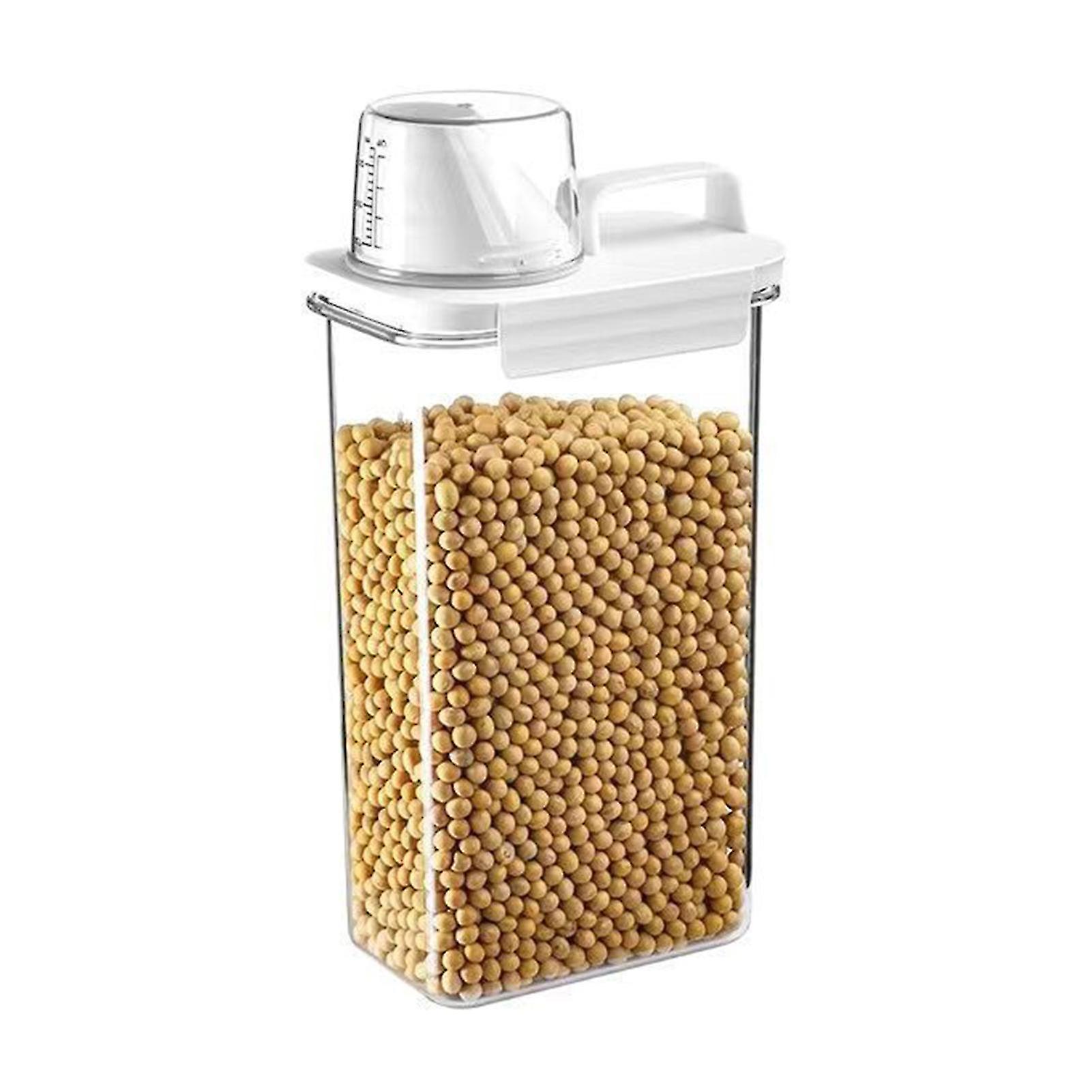 Transparent Grain Storage Box with Measuring Cup Durable Moisture-Proof Sealing Cans for Cereal Mung Beans