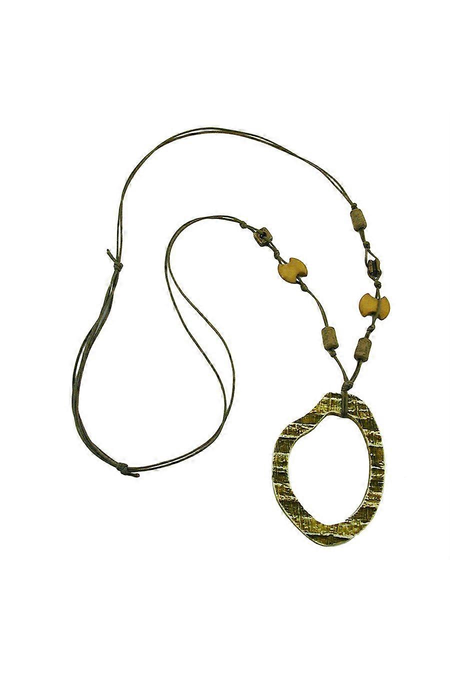 Necklace Dark Green/olive Large Ring Pendant - Gl00943