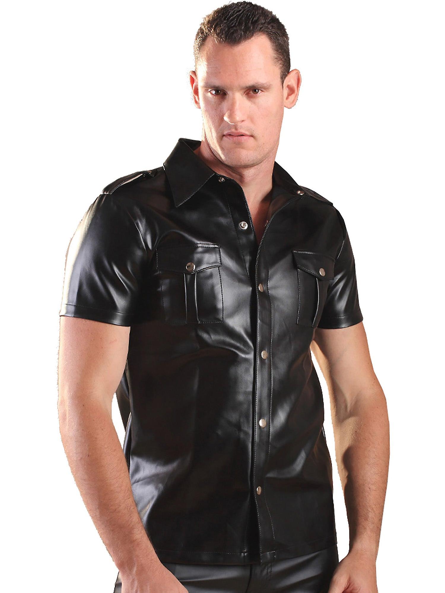 Black Mens Leather Shirt