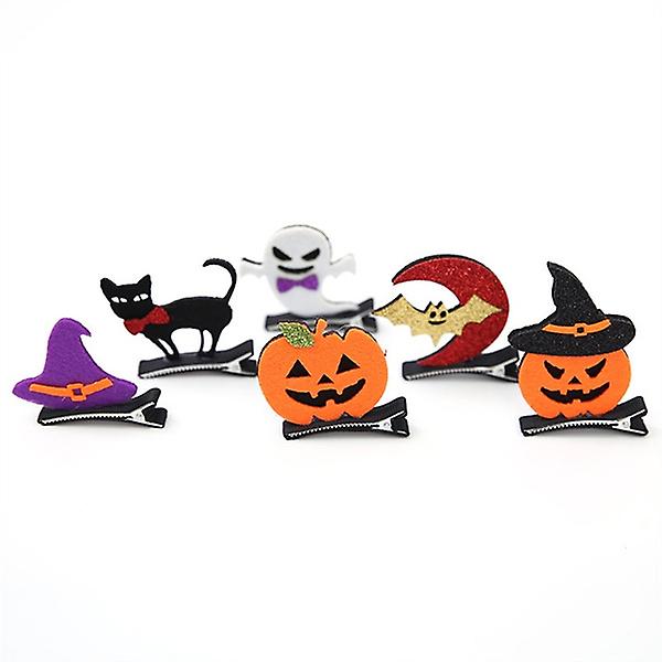 Pumpkin Bat Ghost Masquerade Hair Clips With Hat 6pcs/pack
