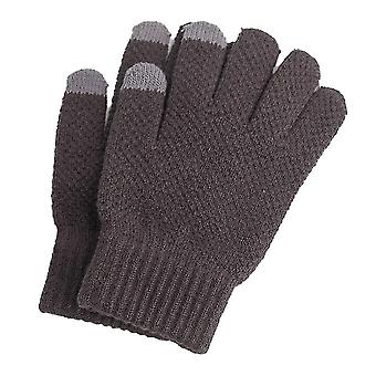 Winter Touch Screen Gloves Warm Wool Lined Knit Gloves Elastic Cuffs