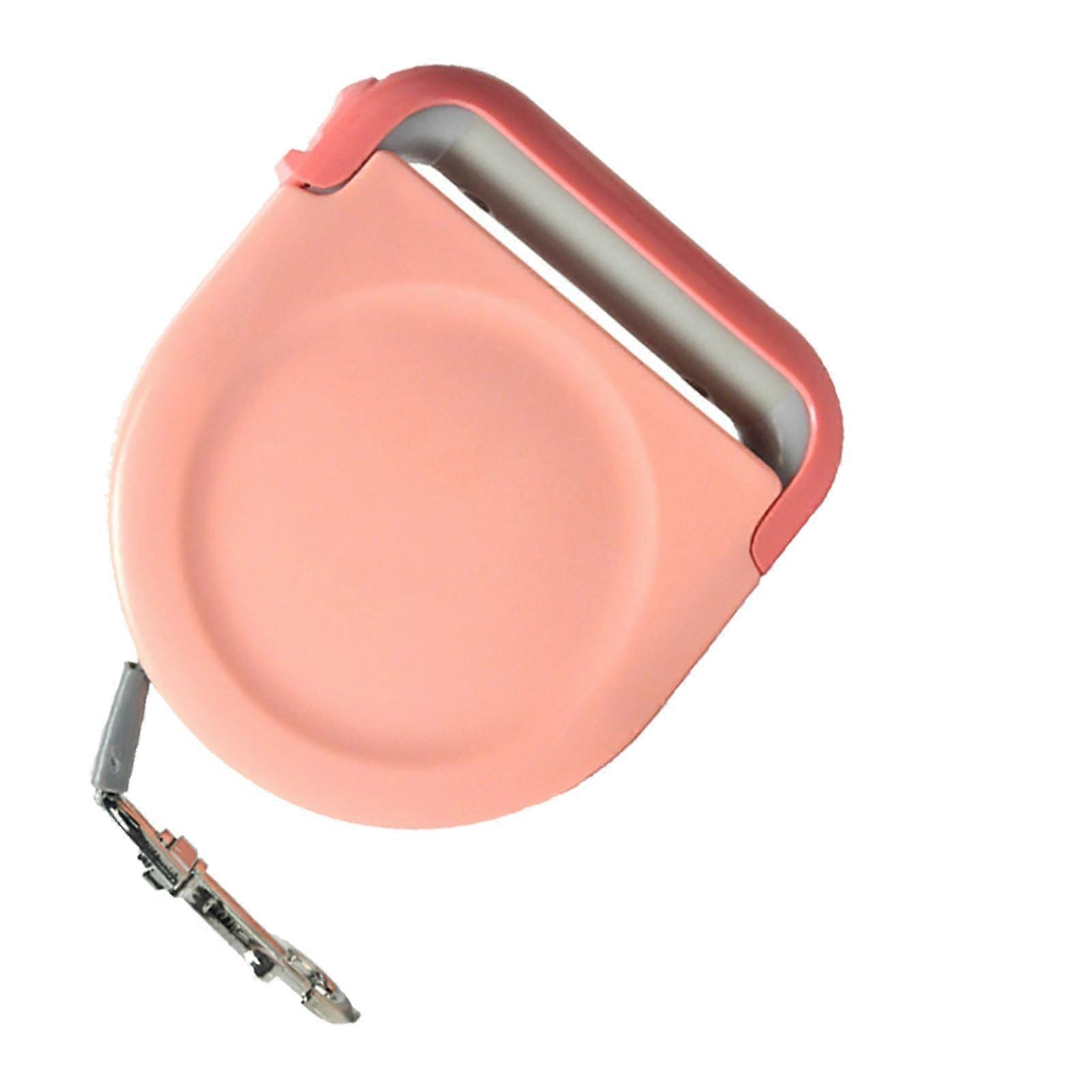 Portable Automatic Dog Leash 5m Retractable Strong Pink TPE Rubber