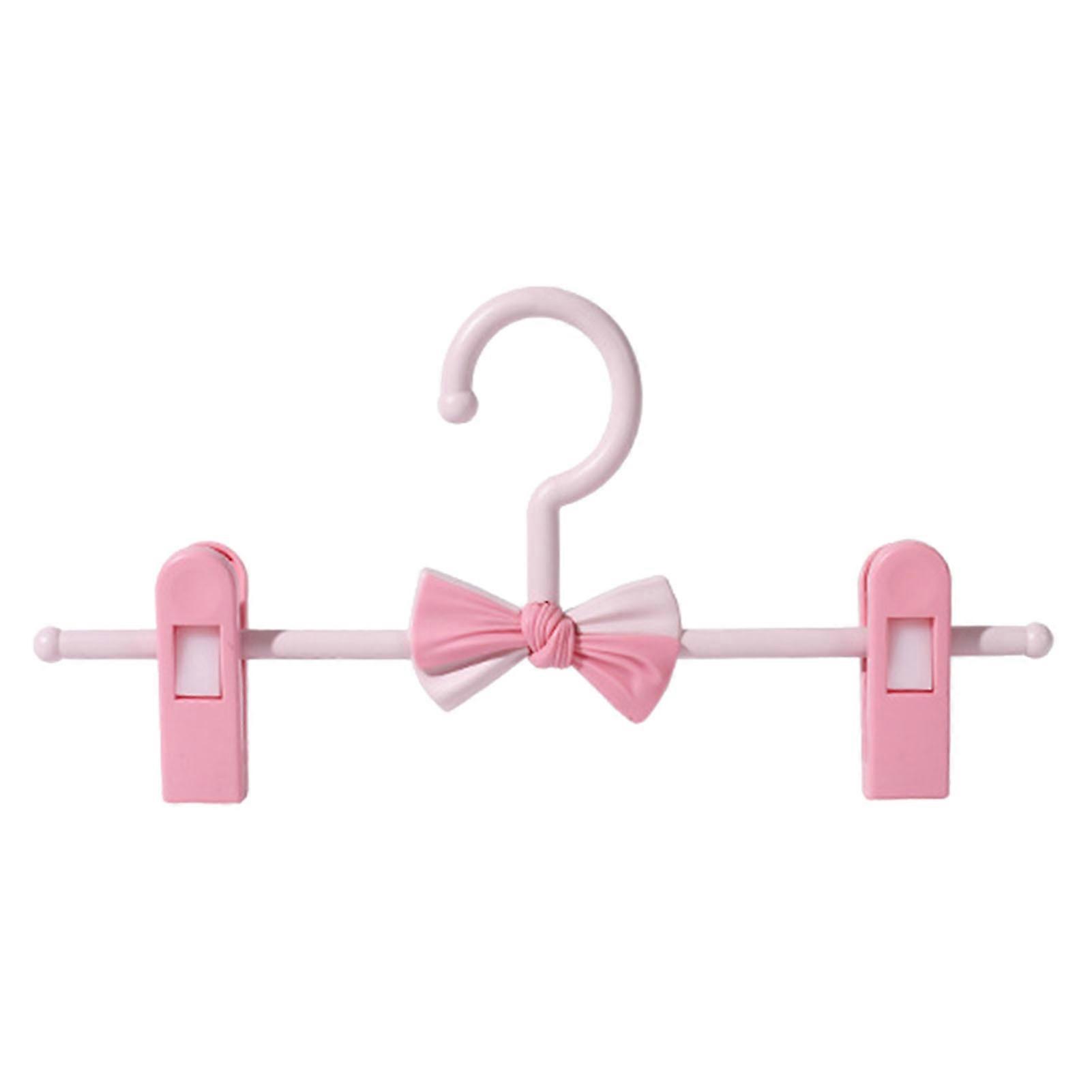 Plastic Pants Hangers for Kids, Seamless, Non-Slip, Adjustable and Telescopic, Pink