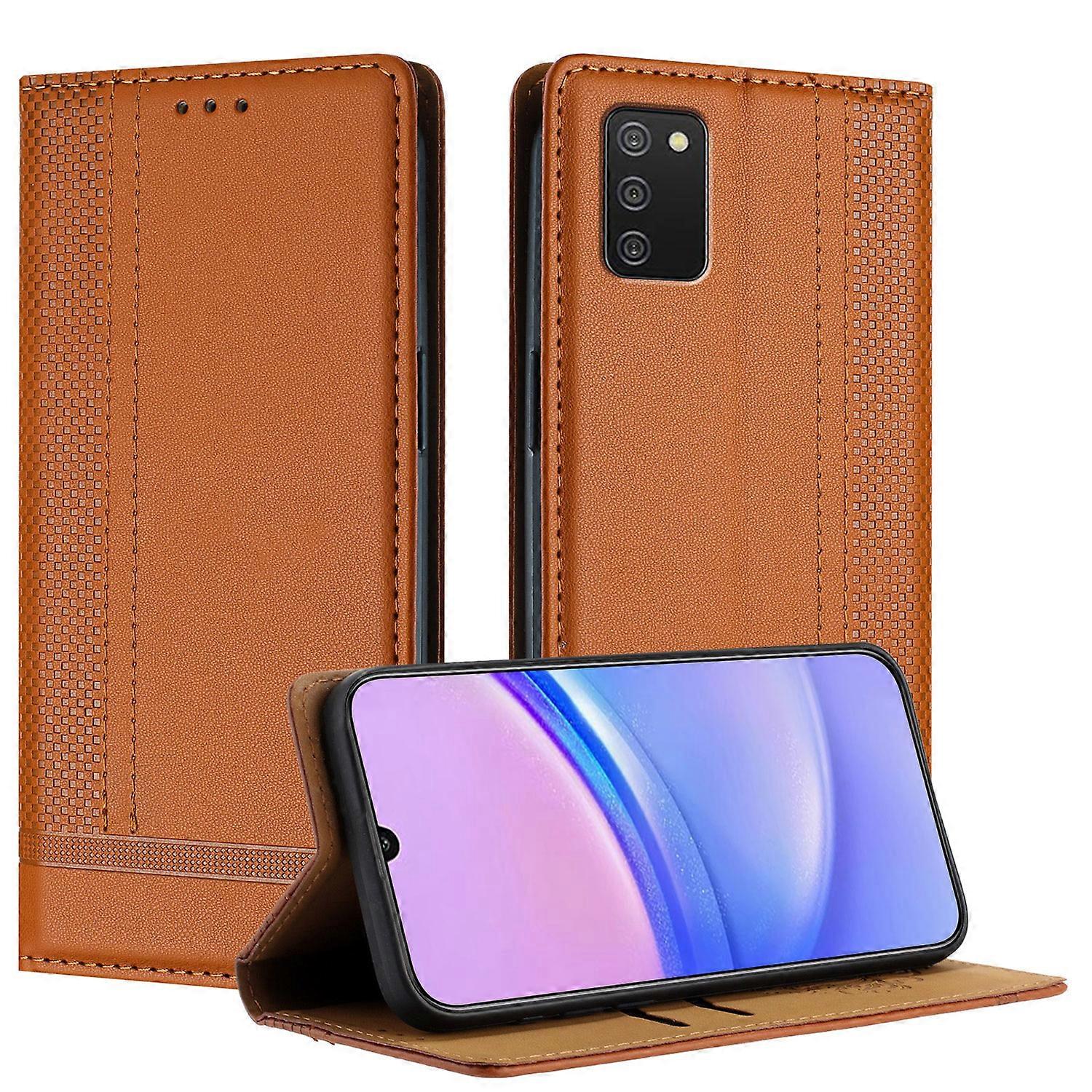 Case For Samsung Galaxy A02S 164, Vintage Stitch Leather Wallet Case Card Slot Kickstand Magnetic Closure Shockproof Flip Folio Case Cover