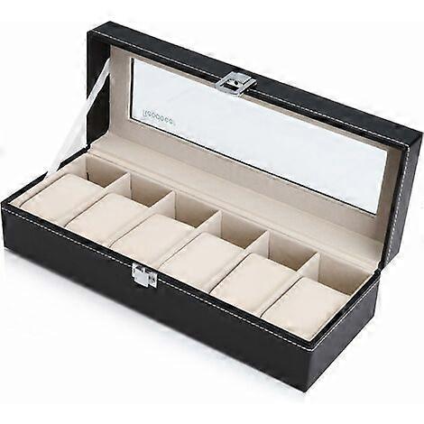 Watch Case for 6 Watches Display/Box/Storage Box (Black)