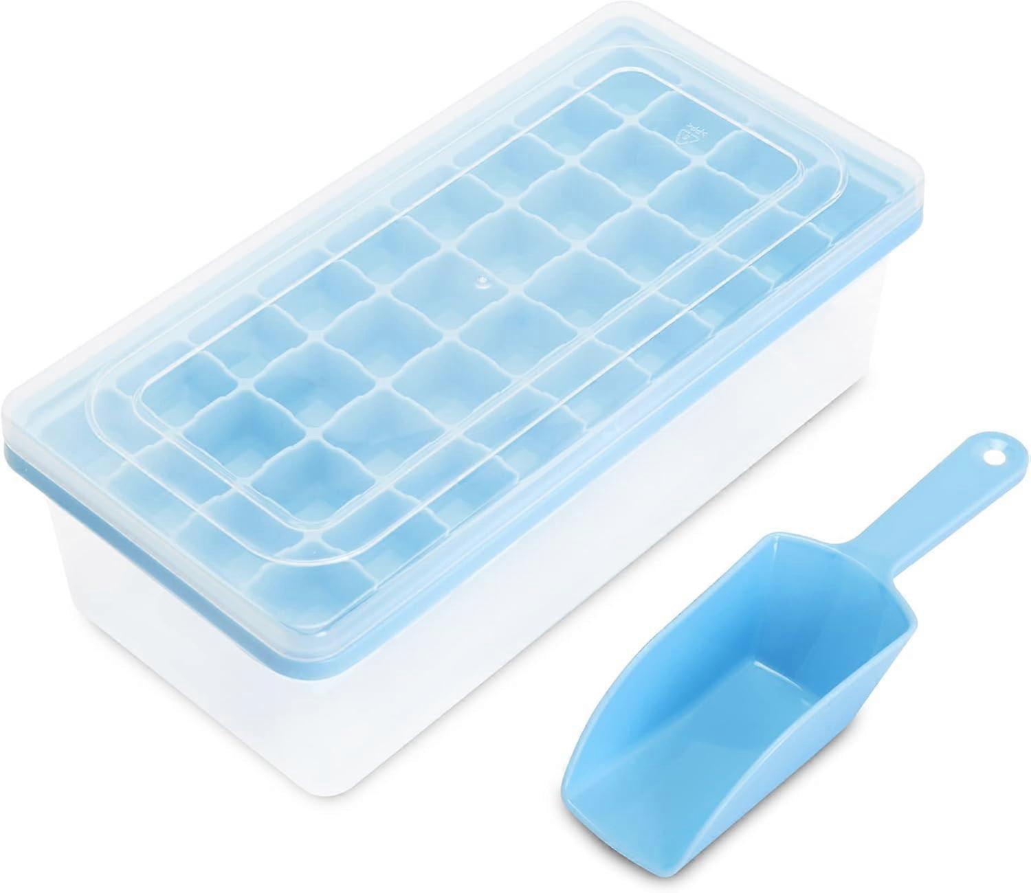 Food Grade Silicone Ice Cube Tray with Lid  37 Small  Cube Ice Tray with Ice Cube Mold with Ice Container, Scoop Cover