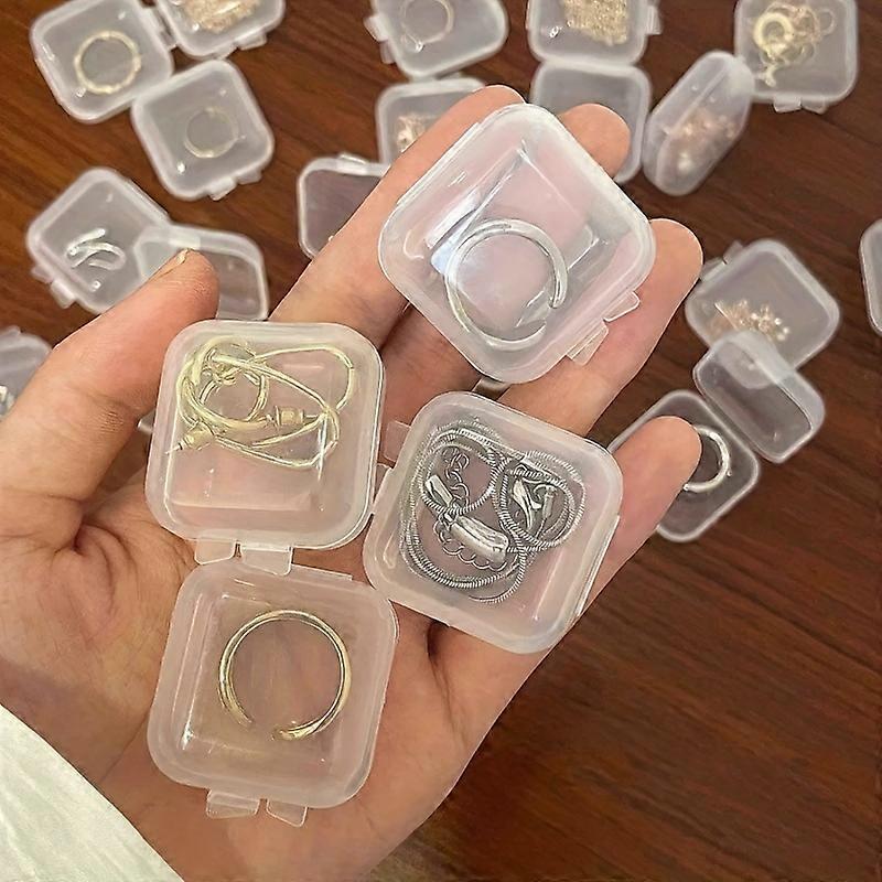 50pcs Mini Square Clear Plastic Storage Boxes with Flip Lids, Dustproof Small Pill Case, Jewelry Organizer, Practical Sorting Supplies for Home & Offi