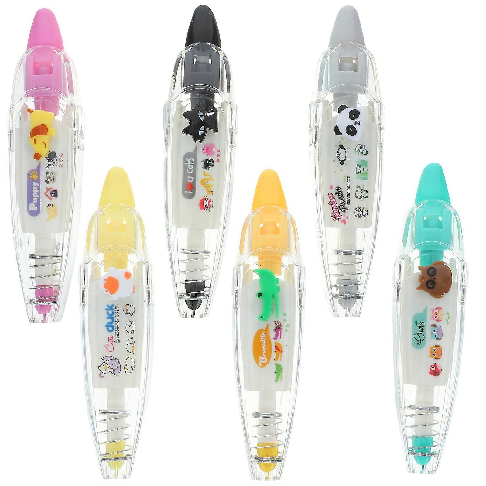 6Pcs Press-type Tapes DIY Decorative Tapes Scrapbooking Tapes Lovely Pattern Correction Tape