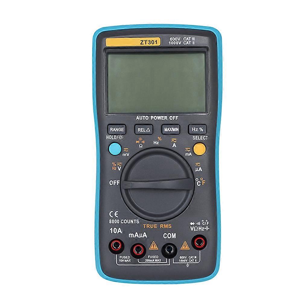 ZT301 Digital Multimeter 8000 Counts True RMS Multifunction AC/DC Voltage Temperature Capacitance Testers Meter