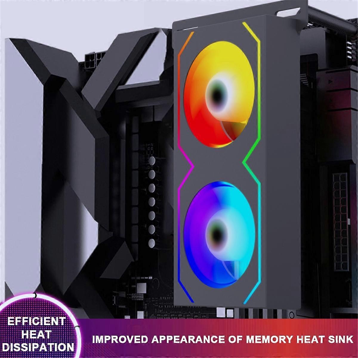 PC Memory Kylare Radiator 4Pin PWM / 5V 3Pin ARGB med 2 Kylfläkt RAM Kylare Kylfläns för DDR4 DDR5 RAM Cooler Vit