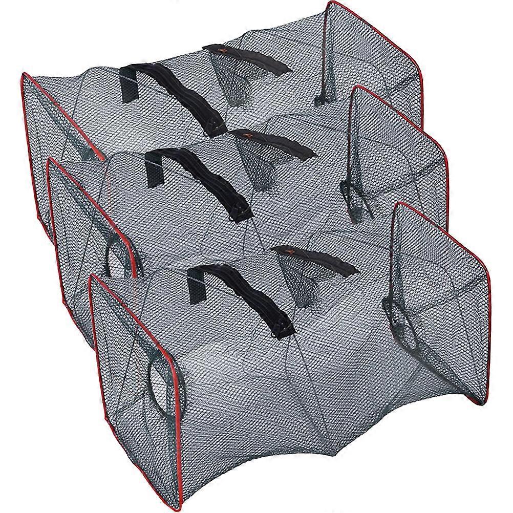 3 قطع في الهواء الطلق سلطعون فخ المحمولة جراد البحر الطعم فخ قابل للطي جراد البحر يلقي صافي