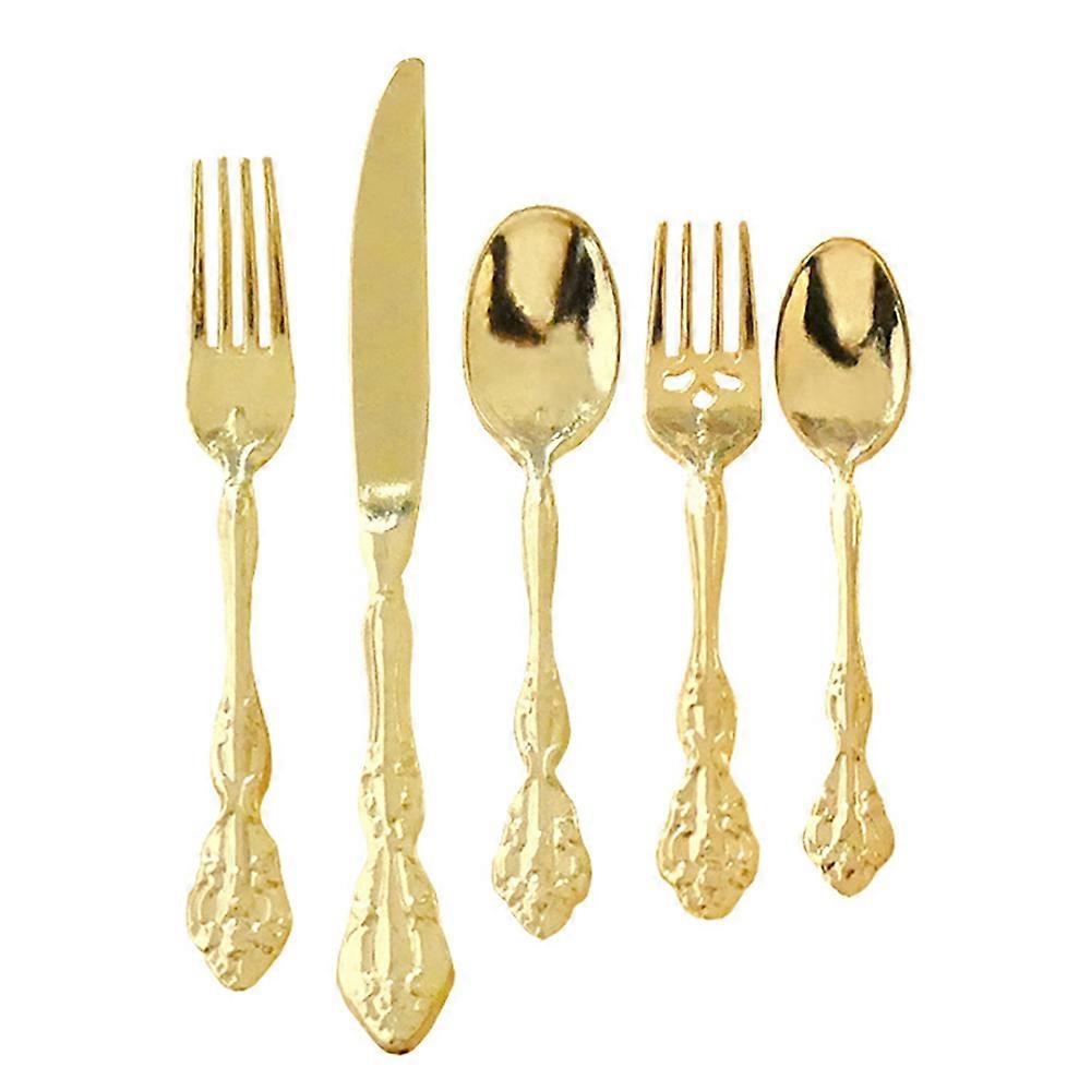 1:6 Mini Tableware Model Accessories Five Piece Restaurant Cutlery/Knife and Fork for Doll House De