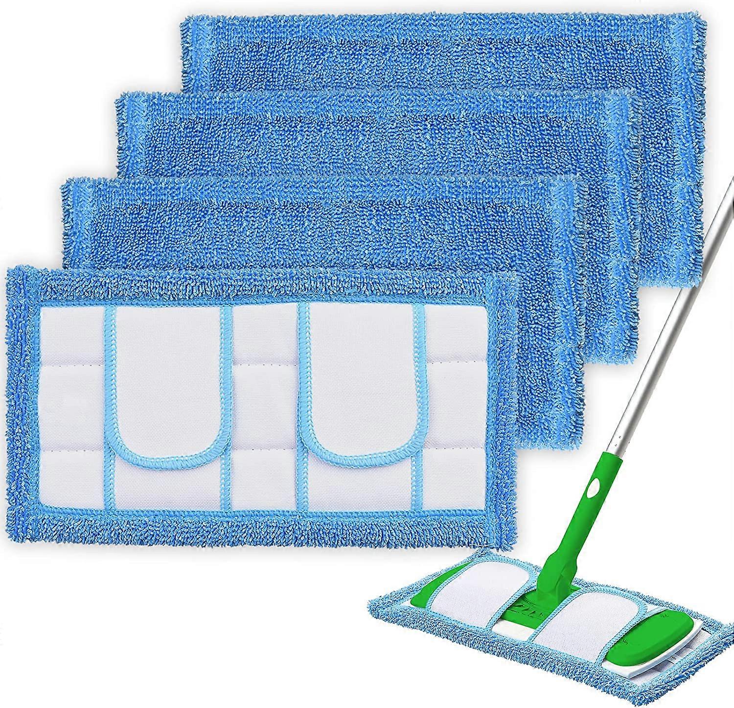 2/4 Pack Reusable Microfiber Mop Pads for Swiffer Sweeper and All 10-12 Inch Flat Mop Upgraded Wet Dry Cleaning Pads for All Hard-Floor