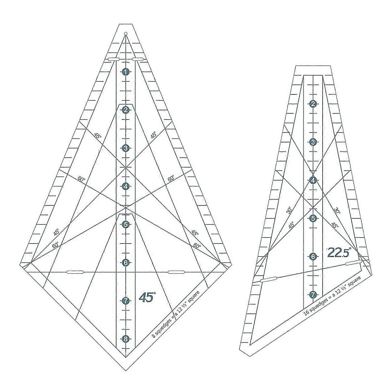 Art Ruler Squedge 22.5 Template Sewing Tool Patchwork Ruler Clear Acrylic Quilting Square