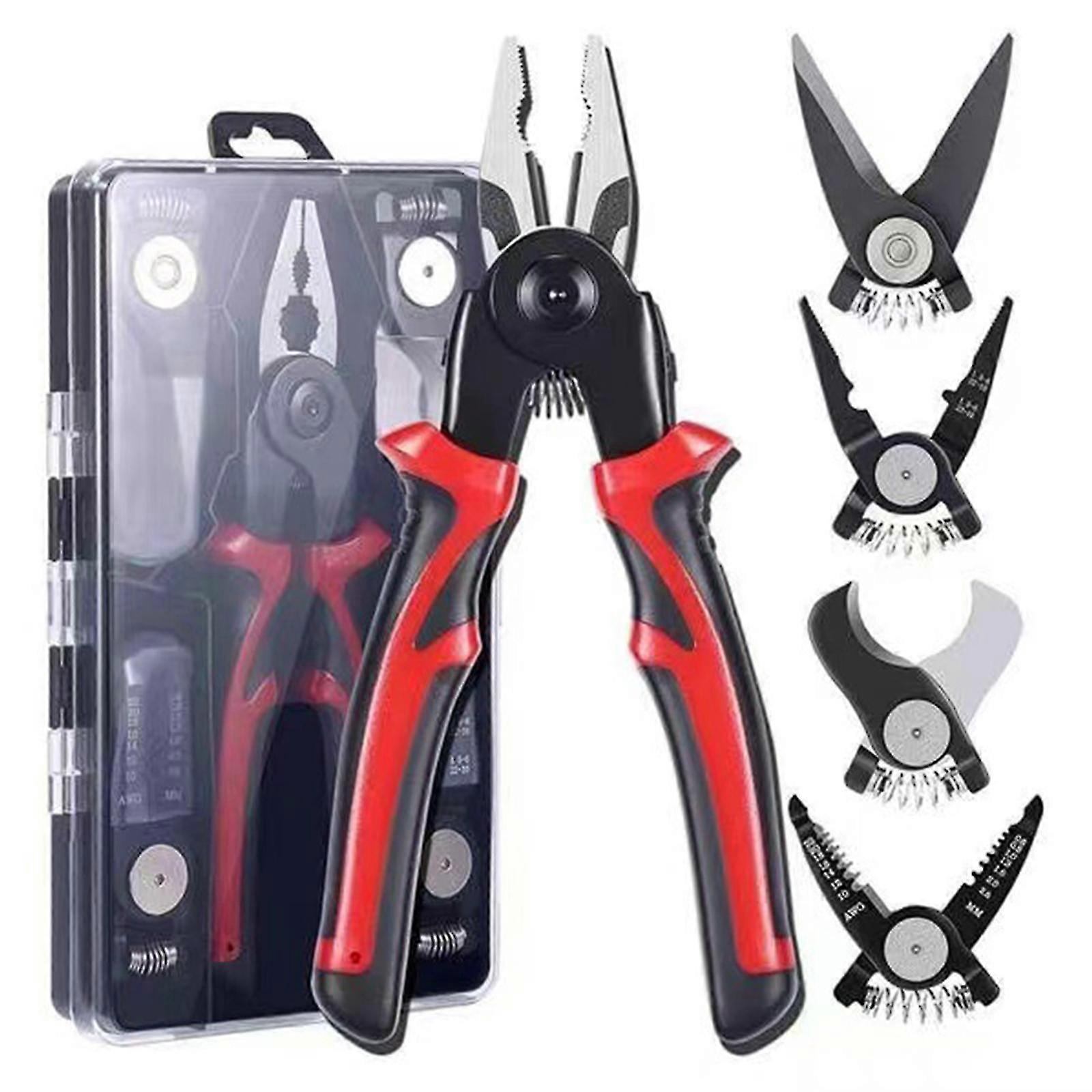 5 In 1 Replaceable Multi-functional Pliers Set Steel Wire Pliers Stripper New