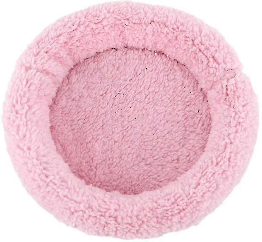 Soft, Comfortable Round Warm Fleece Hamster Bed Sleeping Matpink1pcs)