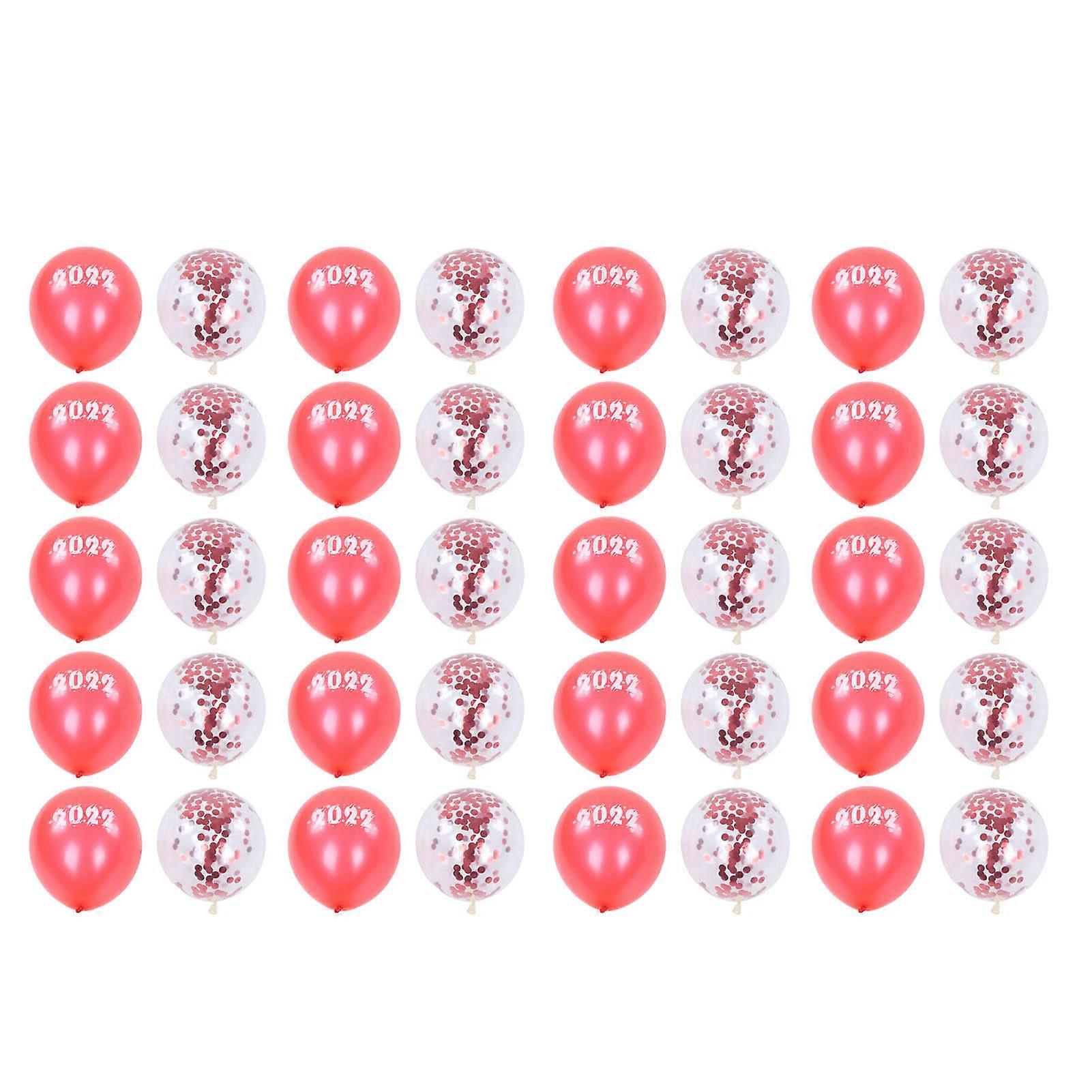 40Pcs Party Balloons 12in 2022 Theme Red and Red Confetti Wide Application Latex Balloons