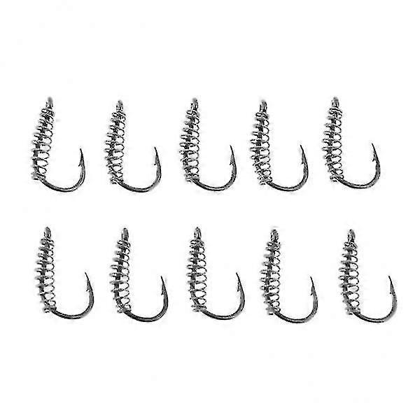 7x10pcs Spring Barbed Fishing Hooks With Hole Carp Jig Fishhook Hook Size 4