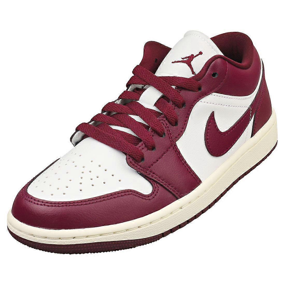 Nike Air Jordan 1 Low 女士时尚运动鞋,白色 酒红色