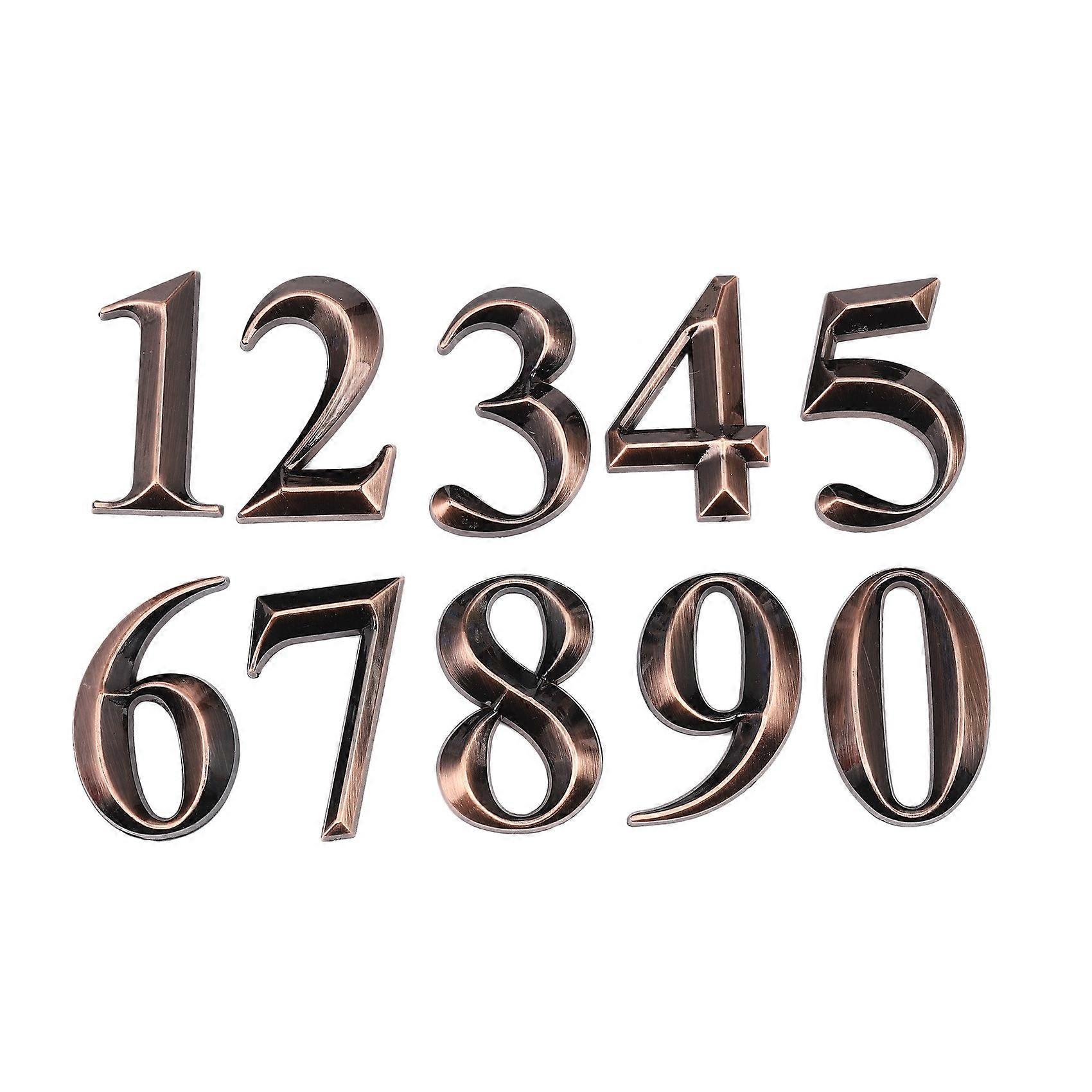 10Pc Gate Digits 0 to 9 Number Tag Numeral Door Plaque House Drawer Sign Plating Hotel Home Sticker