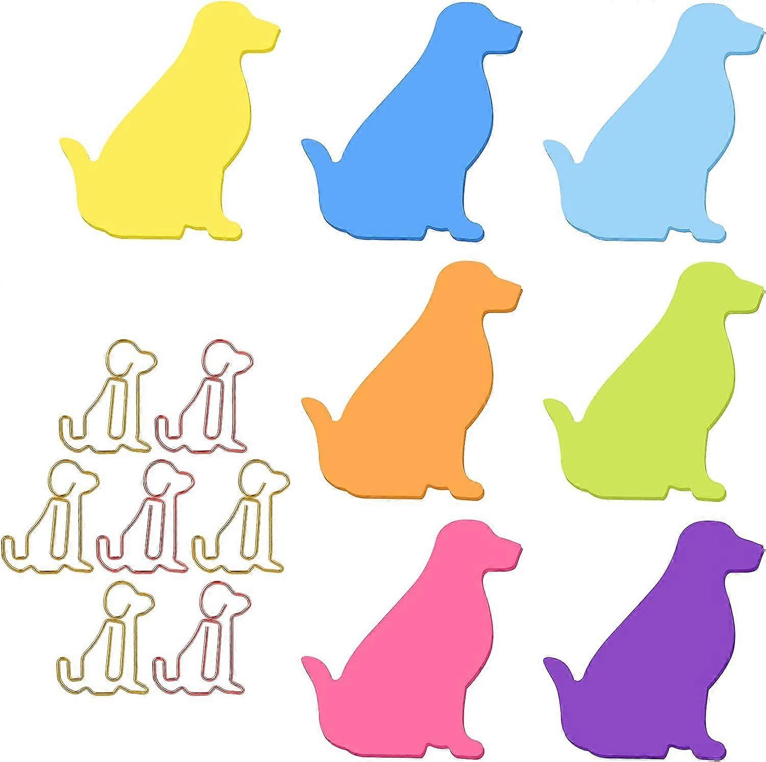 Cute Dog Sticky Notes with Paper Clips, Cartoon Animal Self-Stick Notes Index Tabs 7 Pack 210 Sheets
