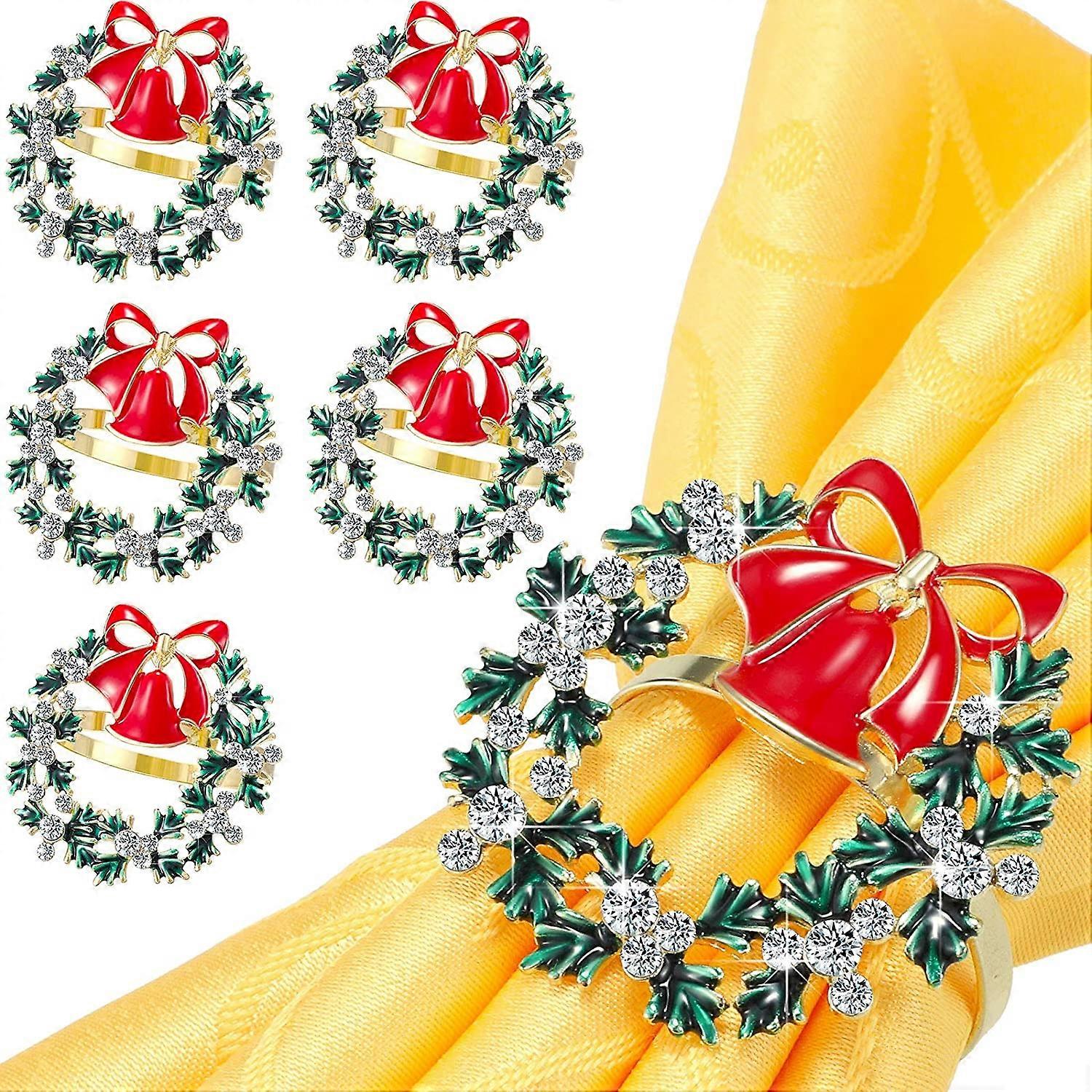 Christmas Napkin Rings Set Wreath