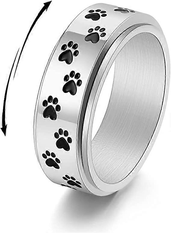 Paw Print Spinner Fidget Ring Stress