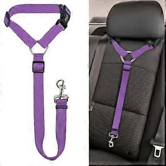 Car Dog Safety Harness, 1 Pack Car Headrest Adjustable Safety Leash Purple