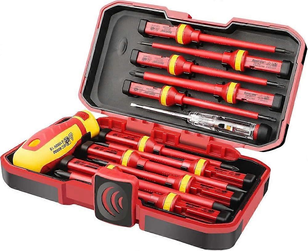 Screwdriver Set 13 Piece CR-V Insulated Screwdriver Set High Voltage 1000V Magnetic Phillips Torx Slot Durable Screwdriver Hand Tool, Electrician Repa