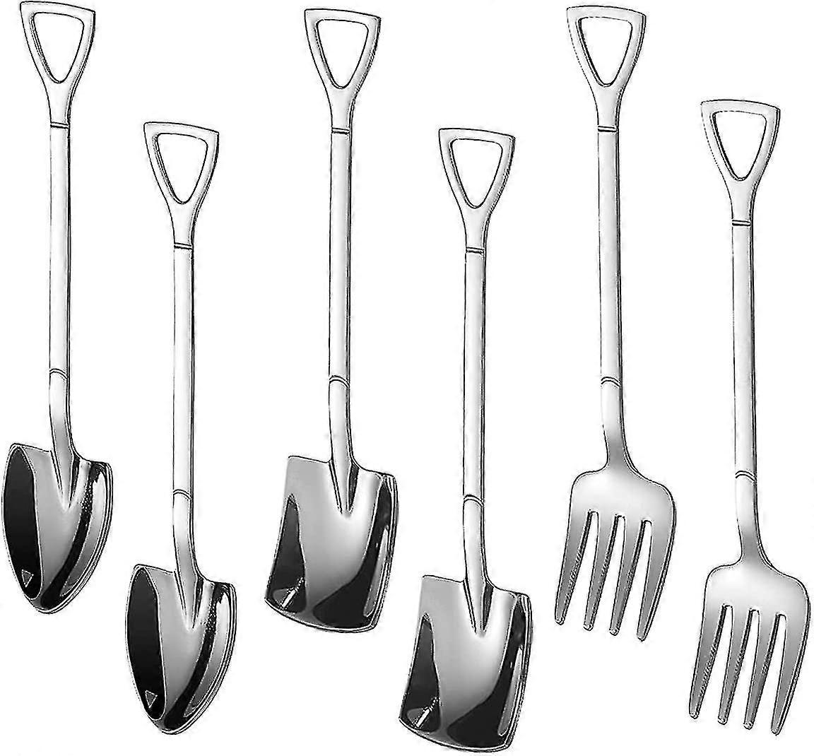 6 stk Acsergery Gift Rustfritt stål Spatel Spoon Set, Creative Spatula Spoon A