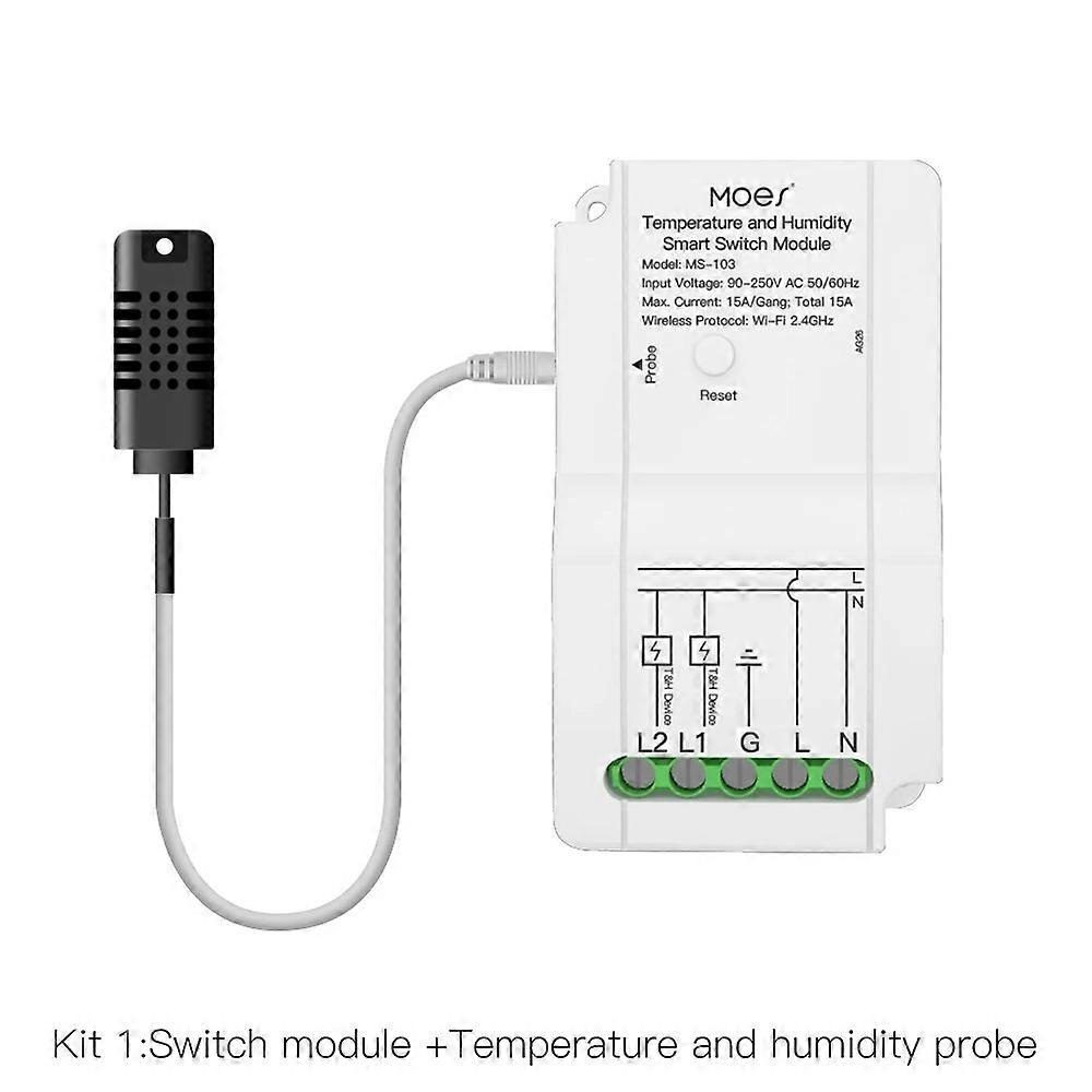 WiFi Smart Temperature Humidity Switch Module Sensor Dual Relay Output Smart Life App Wireless Controller Work with Alexa Google