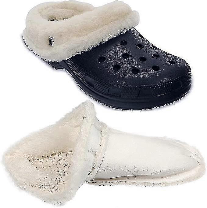 Insoles For Clogs Replacement, White Fur Insert Lining Shoe Inner Sole Warm Removable Furry Liners Shoes Clogs Replacement