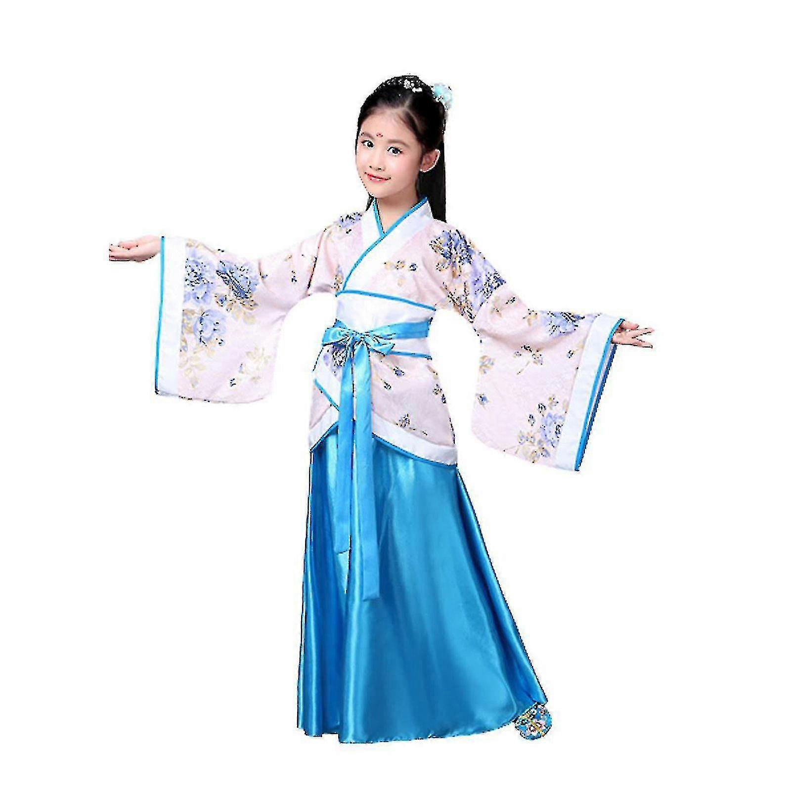 Kiinalainen Hanfu-puku tytöille, vaaleanpunainen - 110cm