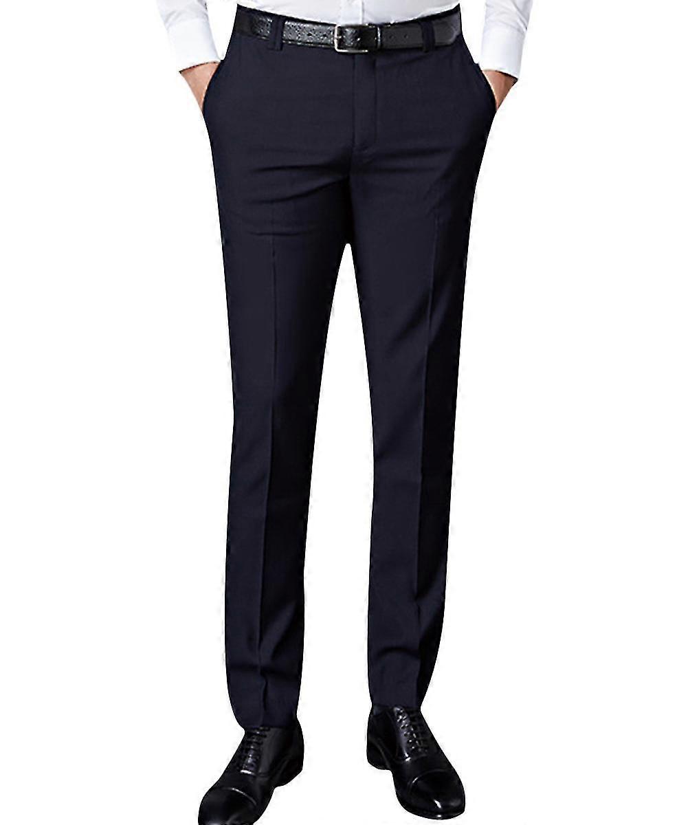 VAWAN Mens Solid Color Business Slim Trousers